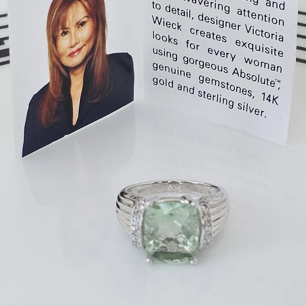 Rare Victoria Wieck Prasiolite & White Topaz Ring Sterling Silver Sz 7.5! - Picture 8 of 8